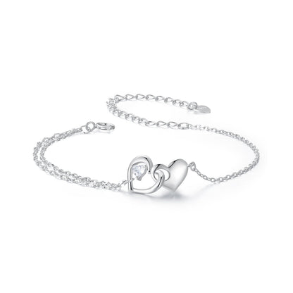 925 Sterling Silver Bracelet with Pave Setting CZ and White Gold Plating  DestGlow