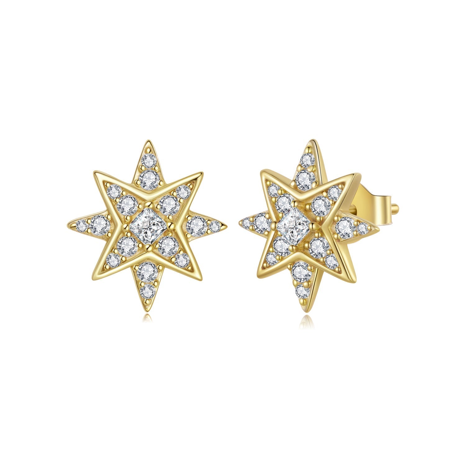 925 Sterling Silver Pavé Setting Gold Plated Earrings