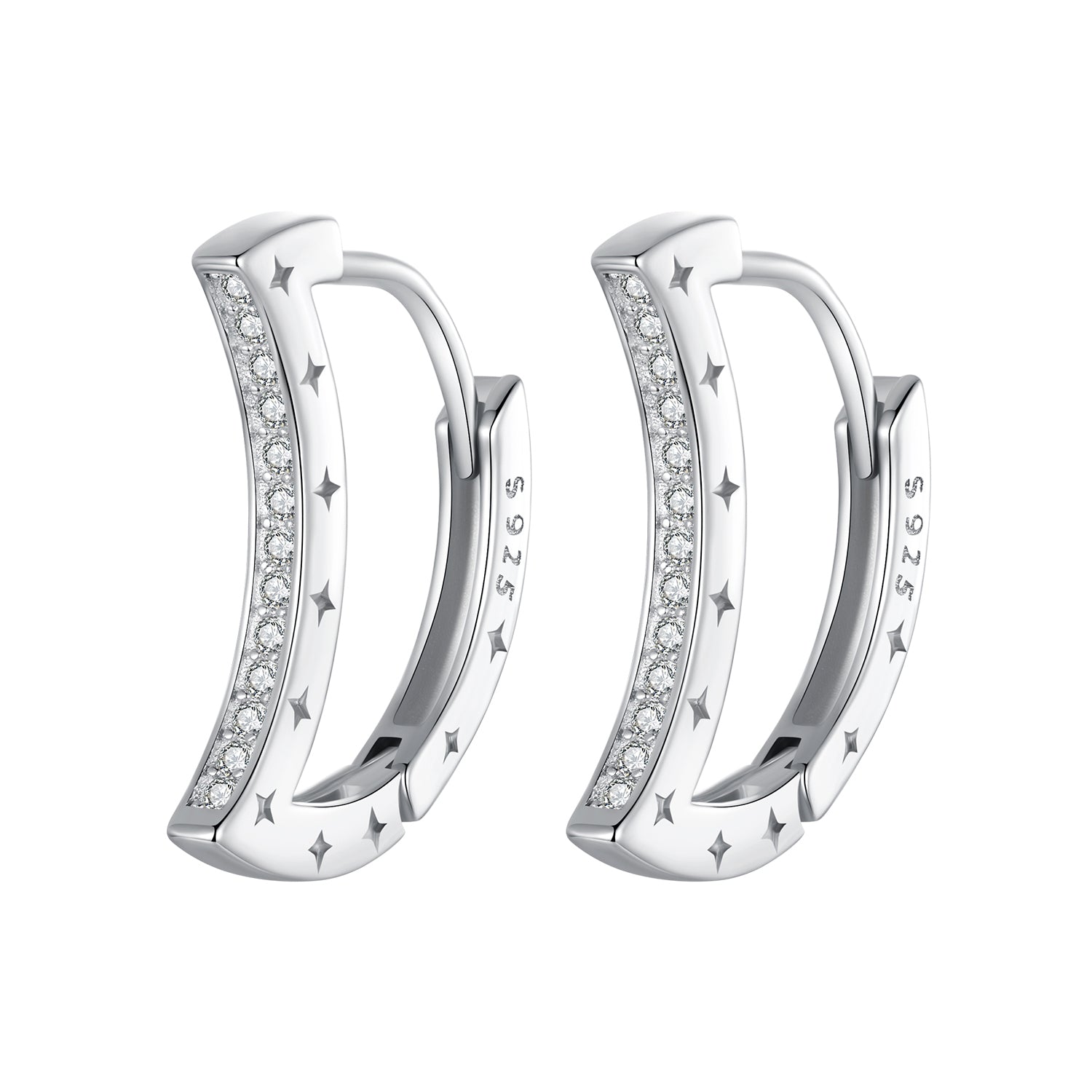 925 Sterling Silver Pave Setting CZ White Gold Plated Earrings for Women  DestGlow
