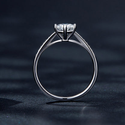 925 Sterling Silver Moissanite &amp; CZ Ring Size 6 for Women
