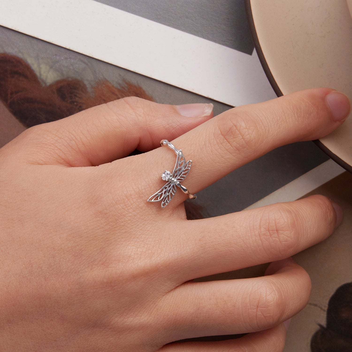 925 Sterling Silver Dragonfly Ring for Women with Cubic Zirconia  DestGlow