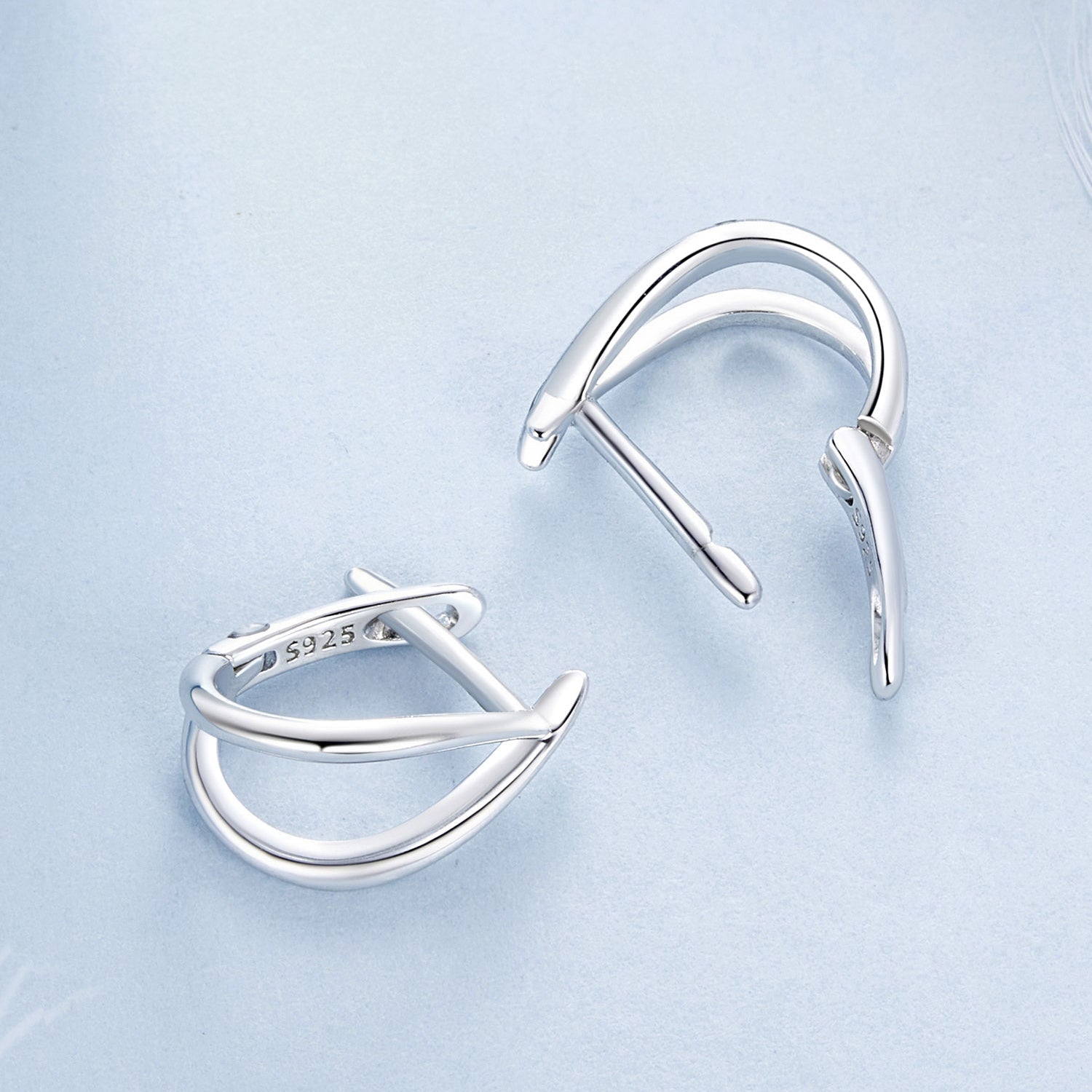 925 Sterling Silver Earrings 1.2x0.6cm with White Gold Plating for Women  DestGlow