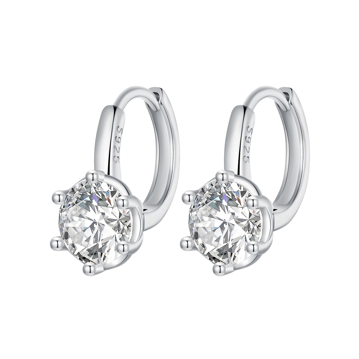 925 Sterling Silver Earrings with CZ and Platinum Plating, Size 13*7mm for Women  DestGlow