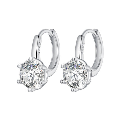 925 Sterling Silver Earrings with CZ and Platinum Plating, Size 13*7mm for Women  DestGlow