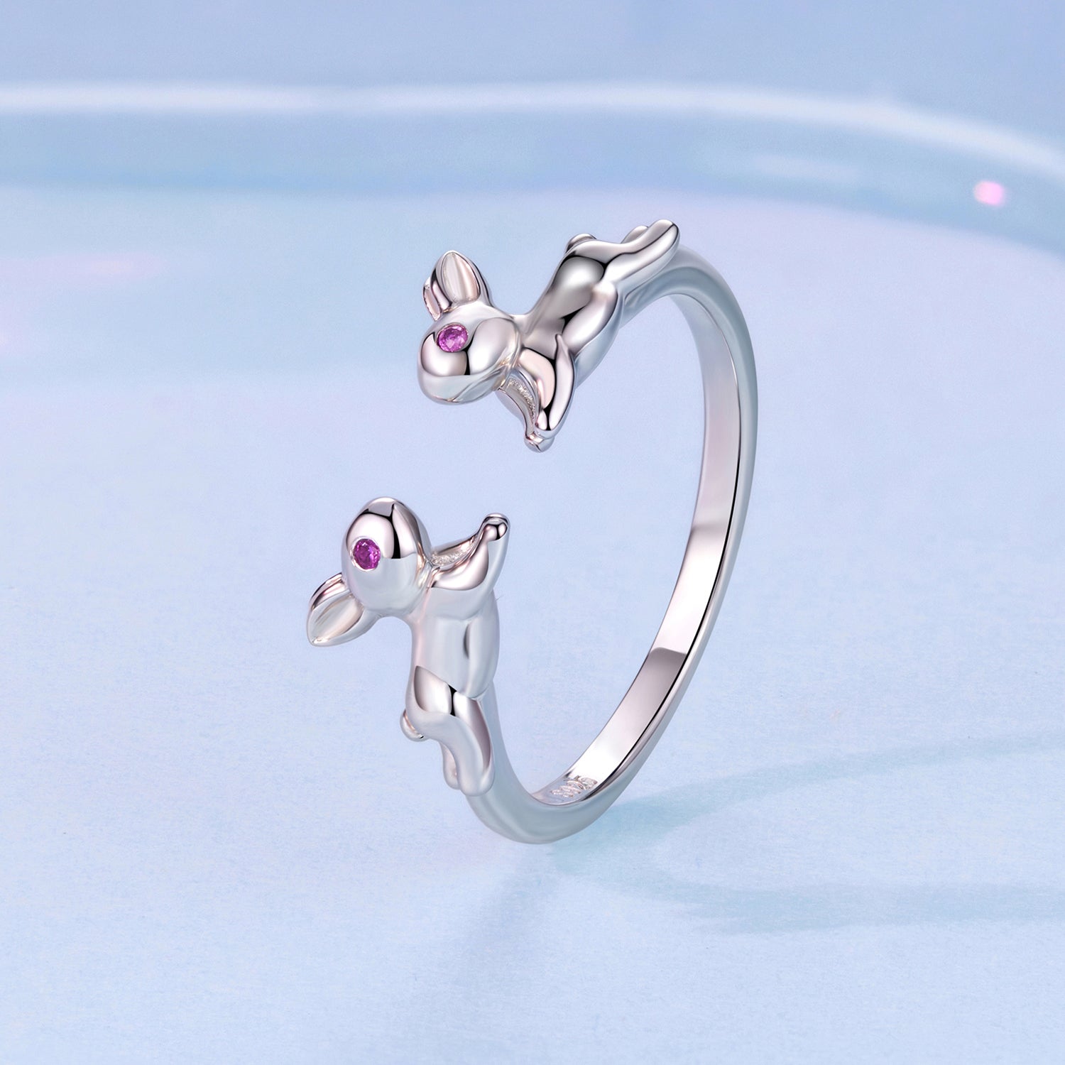 925 Sterling Silver Rabbit Ring with Pavé Setting CZ in White Gold for Women  DestGlow