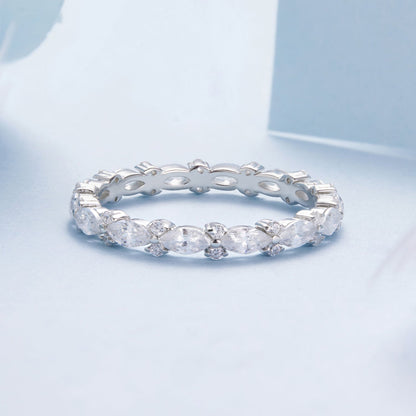 925 Sterling Silver White Gold Plated 0.26cm CZ Ring Size 6.0 for Women  DestGlow