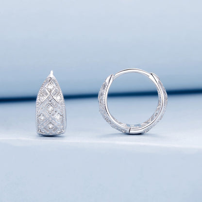 925 Sterling Silver White Gold Plated Pave Setting CZ Earrings 13*6mm for Women  DestGlow
