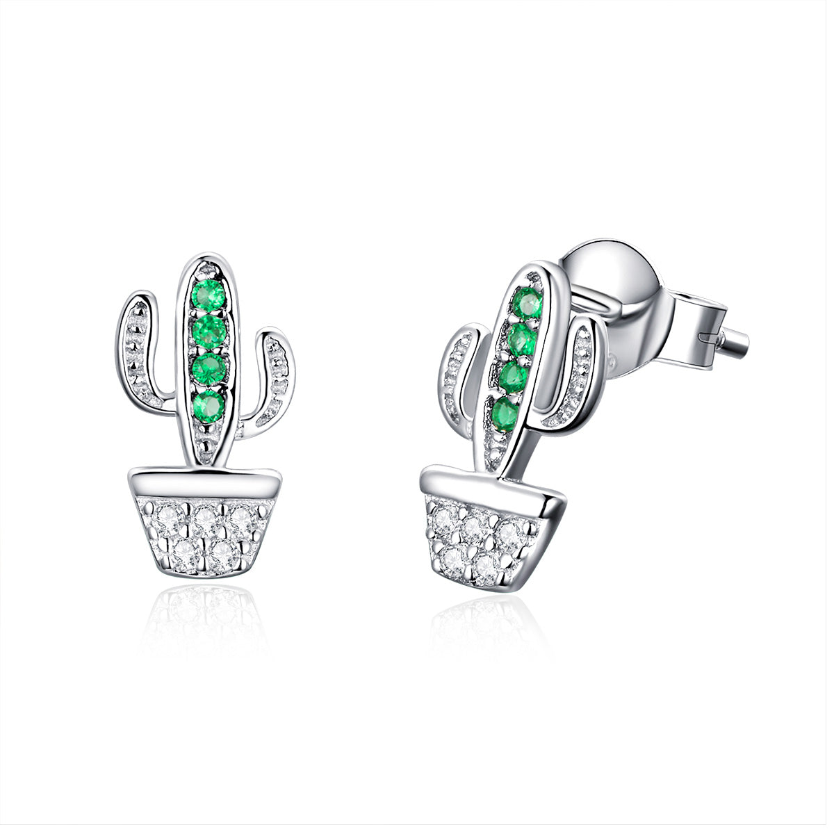 925 Sterling Silver Earrings with CZ - 1.0*0.6cm, Plated Platinum, Pavé Setting for Women  DestGlow