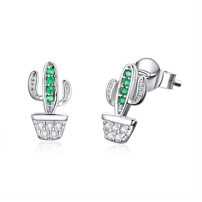 925 Sterling Silver Earrings with CZ - 1.0*0.6cm, Plated Platinum, Pavé Setting for Women  DestGlow