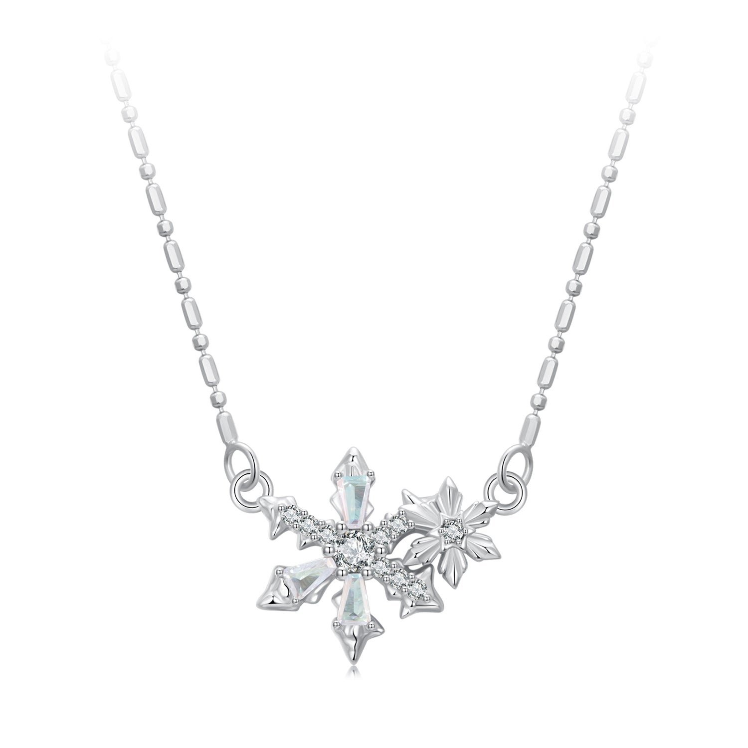 925 Sterling Silver  Necklace with CZ and Glass Pendant for Women  DestGlow