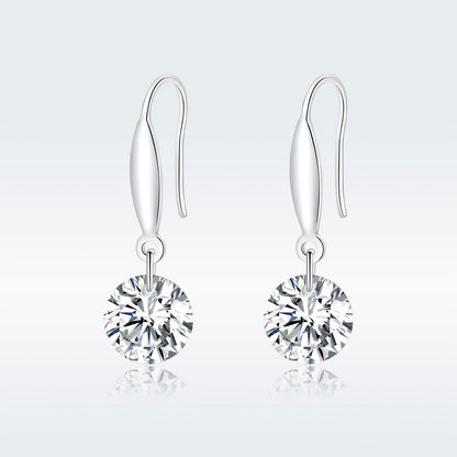 S925 Sterling Silver Earrings 2.6x0.8cm Plated Platinum with Pavé Setting CZ for Women  DestGlow