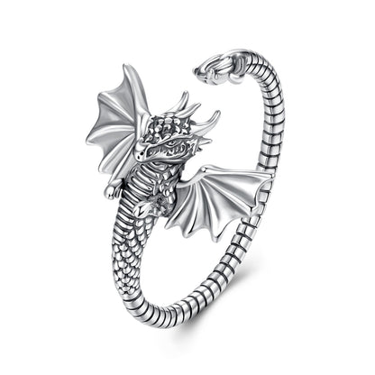 925 Sterling Silver Oxidized Dragon Ring  DestGlow