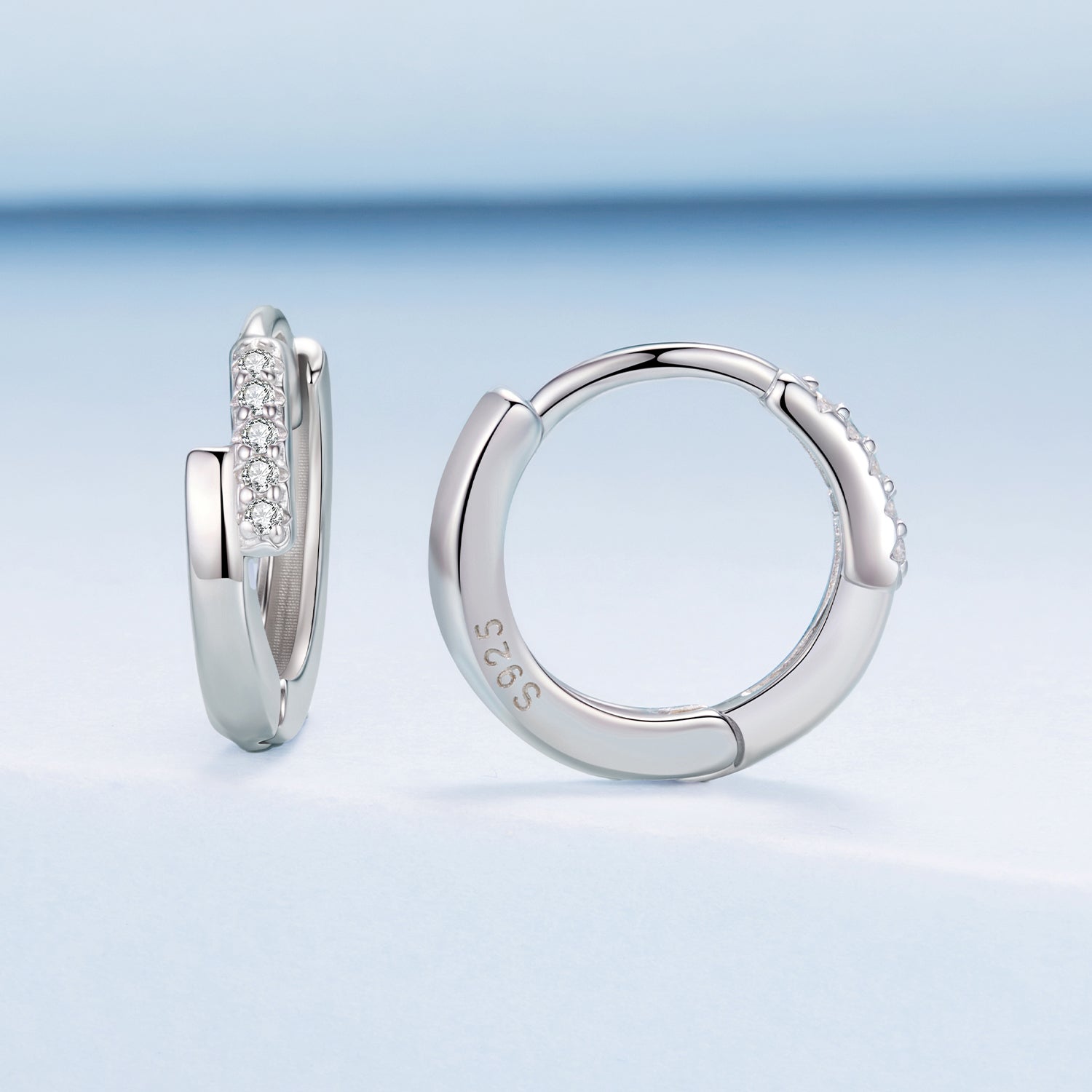925 Sterling Silver Earrings with Pavé Setting CZ in White Gold for Women  DestGlow