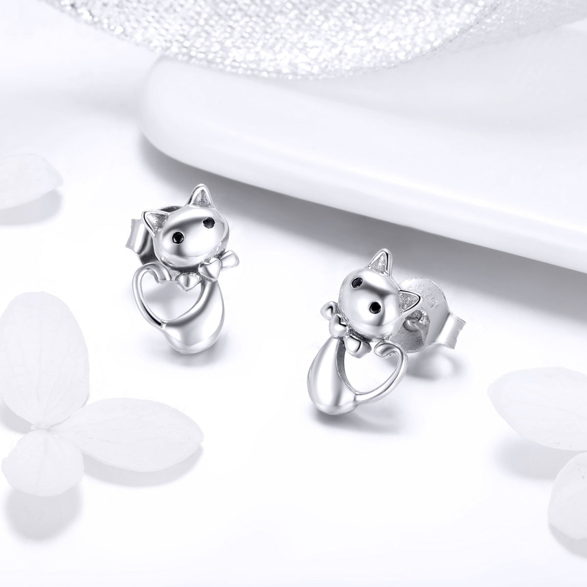 925 Sterling Silver Earrings with Pavé Setting in Oxidized Finish  DestGlow