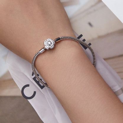 925 Sterling Silver Bracelet with Pavé Setting CZ, 17cm for Women  DestGlow