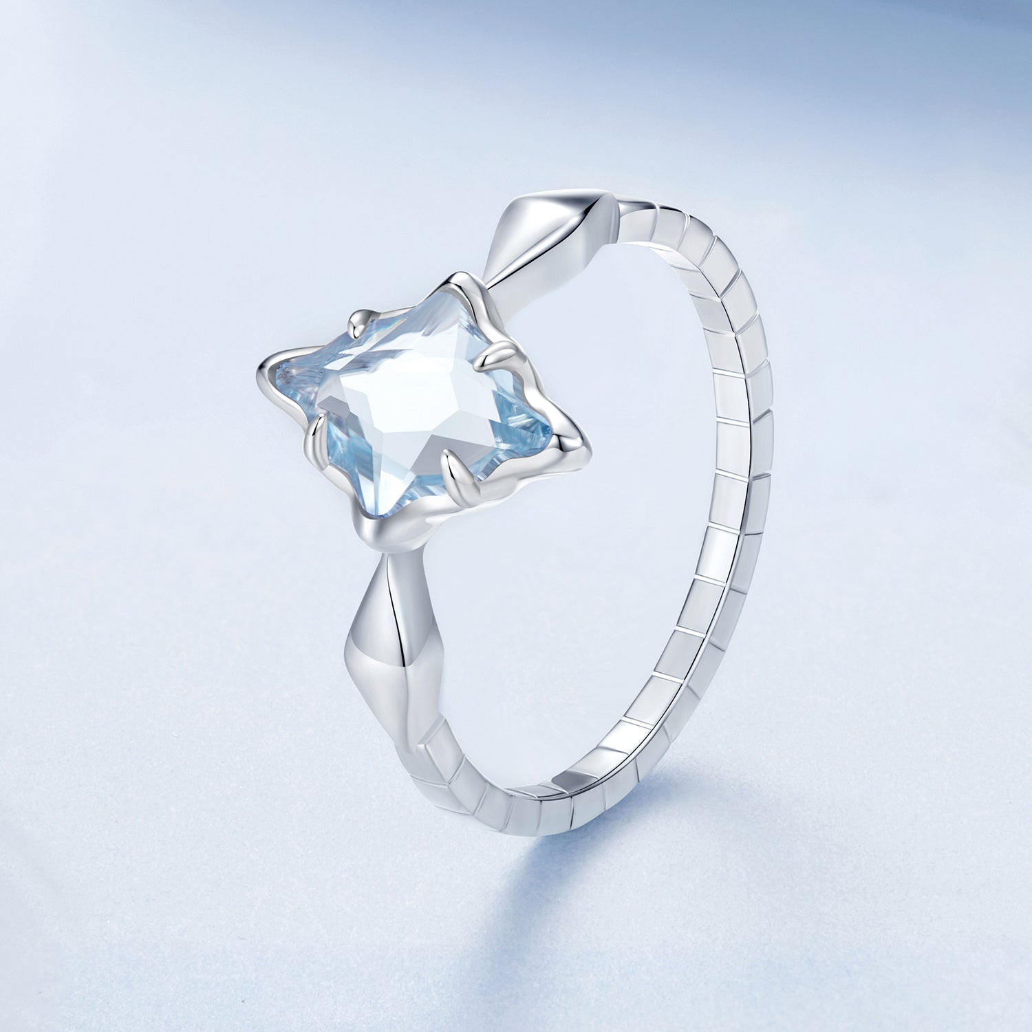 925 Sterling Silver White Gold Plated 1.2x0.9cm Pendant Ring Size 6.0 for Women  DestGlow