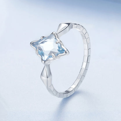 925 Sterling Silver White Gold Plated 1.2x0.9cm Pendant Ring Size 6.0 for Women  DestGlow