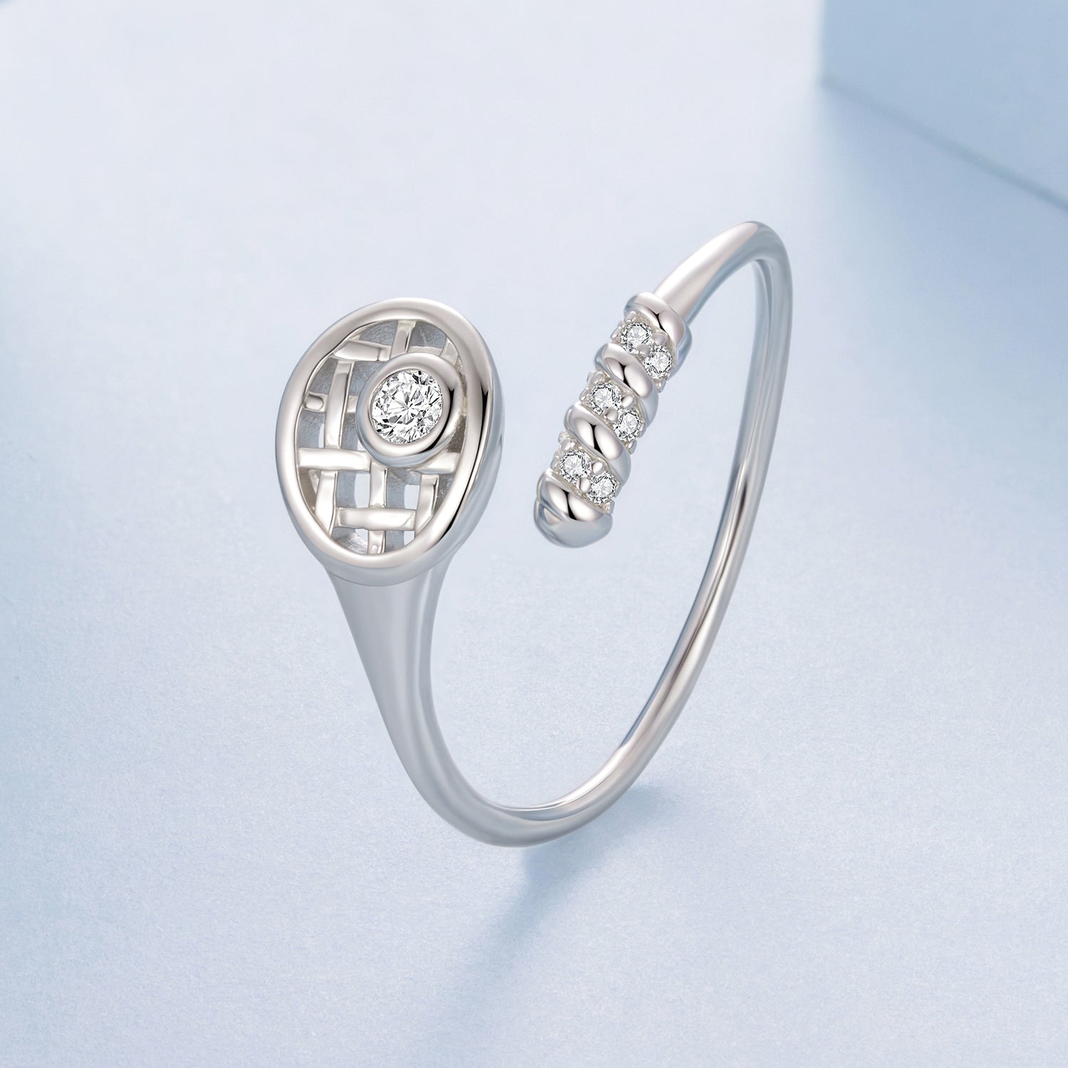 925 Sterling Silver Ring with Pavé Setting CZ, Width 0.11-0.72cm, for Women  DestGlow