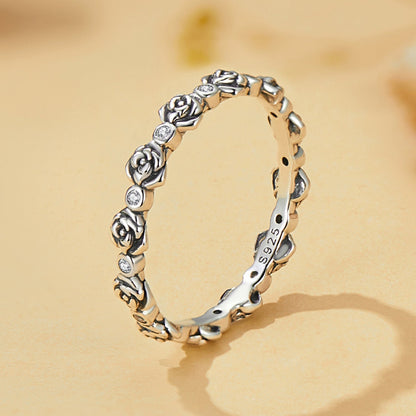925 Sterling Silver Ring with Pavé Setting CZ - Size 6.0 - Oxidized Silver  DestGlow