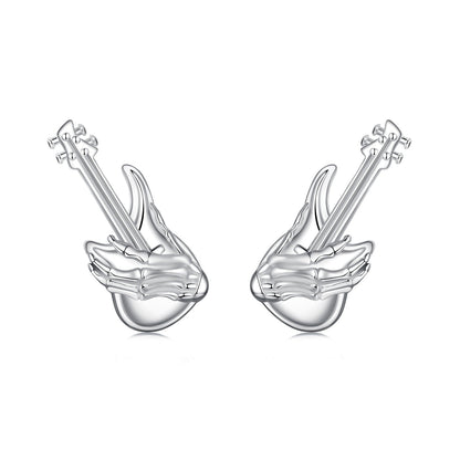 925 Sterling Silver Earrings for Women with White Gold Plating, Size 1.5x0.6cm  DestGlow