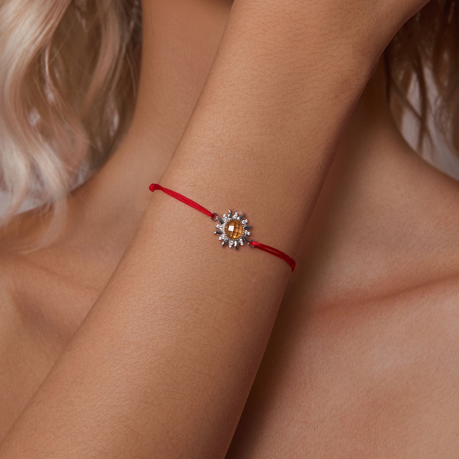 925 Sterling Silver Adjustable Length Bracelet with CZ and Glass Pendant for Women  DestGlow
