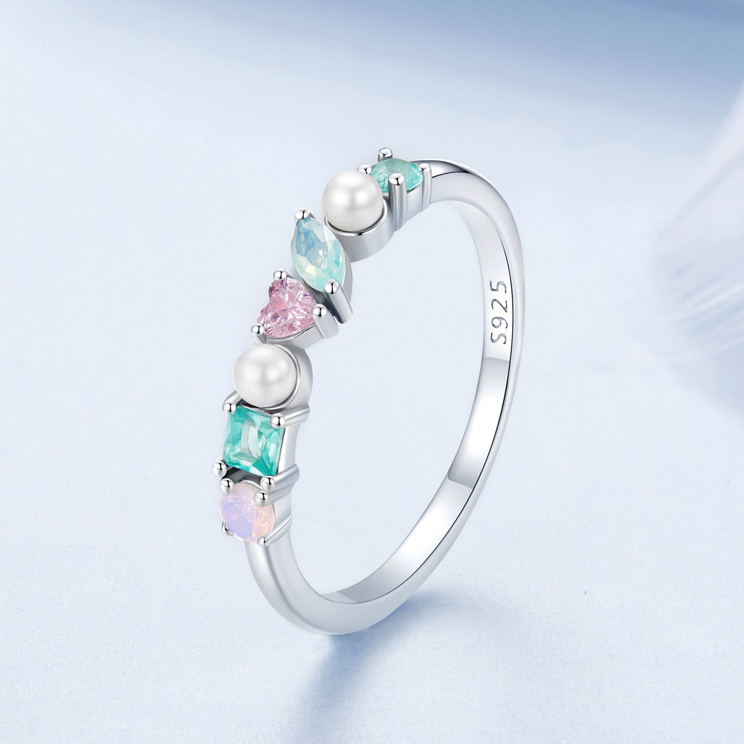 925 Sterling Silver Ring with Nano Opal Stone, Size 6, for Women  DestGlow