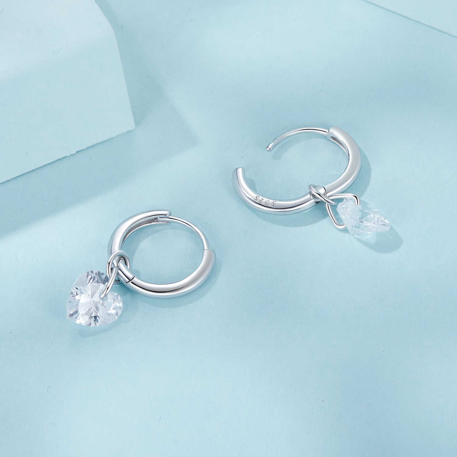 925 Sterling Silver Earrings with Pavé Setting CZ and White Gold Plating for Women  DestGlow