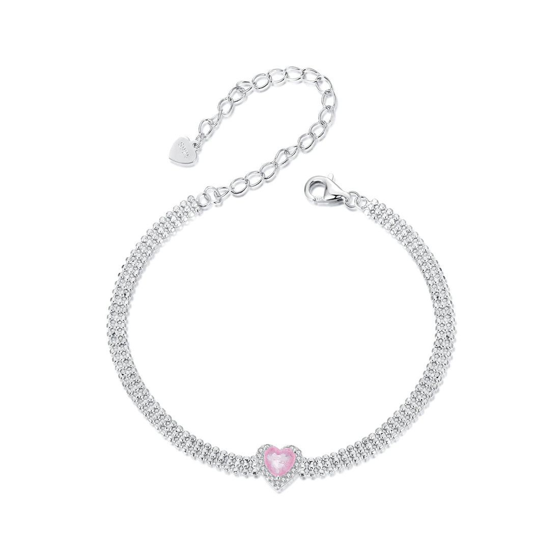 925 Sterling Silver White Gold Plated 8mm CZ Pendant Bracelet for Women  DestGlow