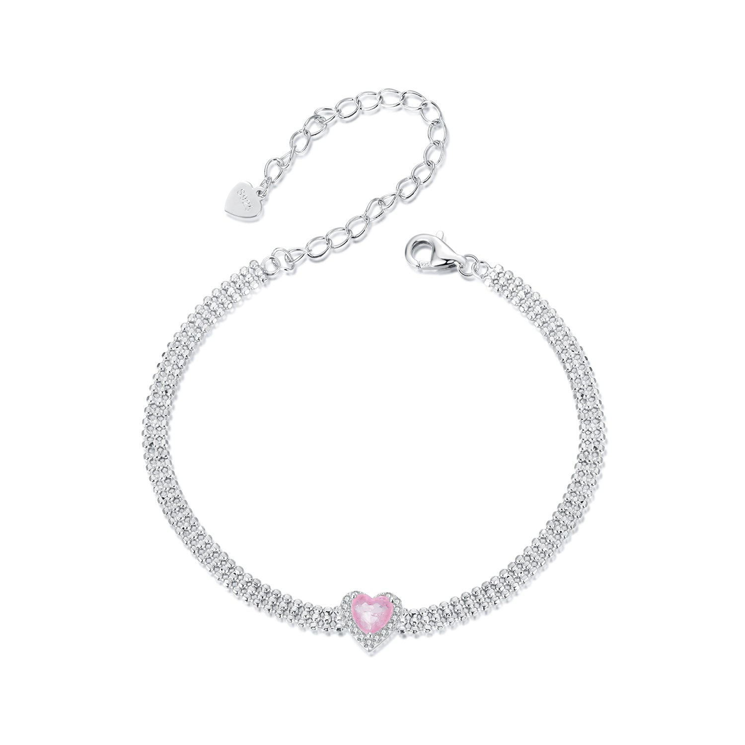 925 Sterling Silver White Gold Plated 8mm CZ Pendant Bracelet for Women  DestGlow