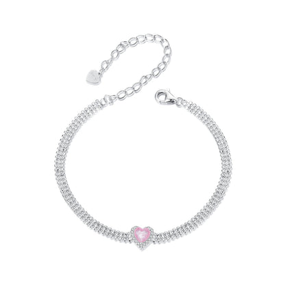 925 Sterling Silver White Gold Plated 8mm CZ Pendant Bracelet for Women  DestGlow