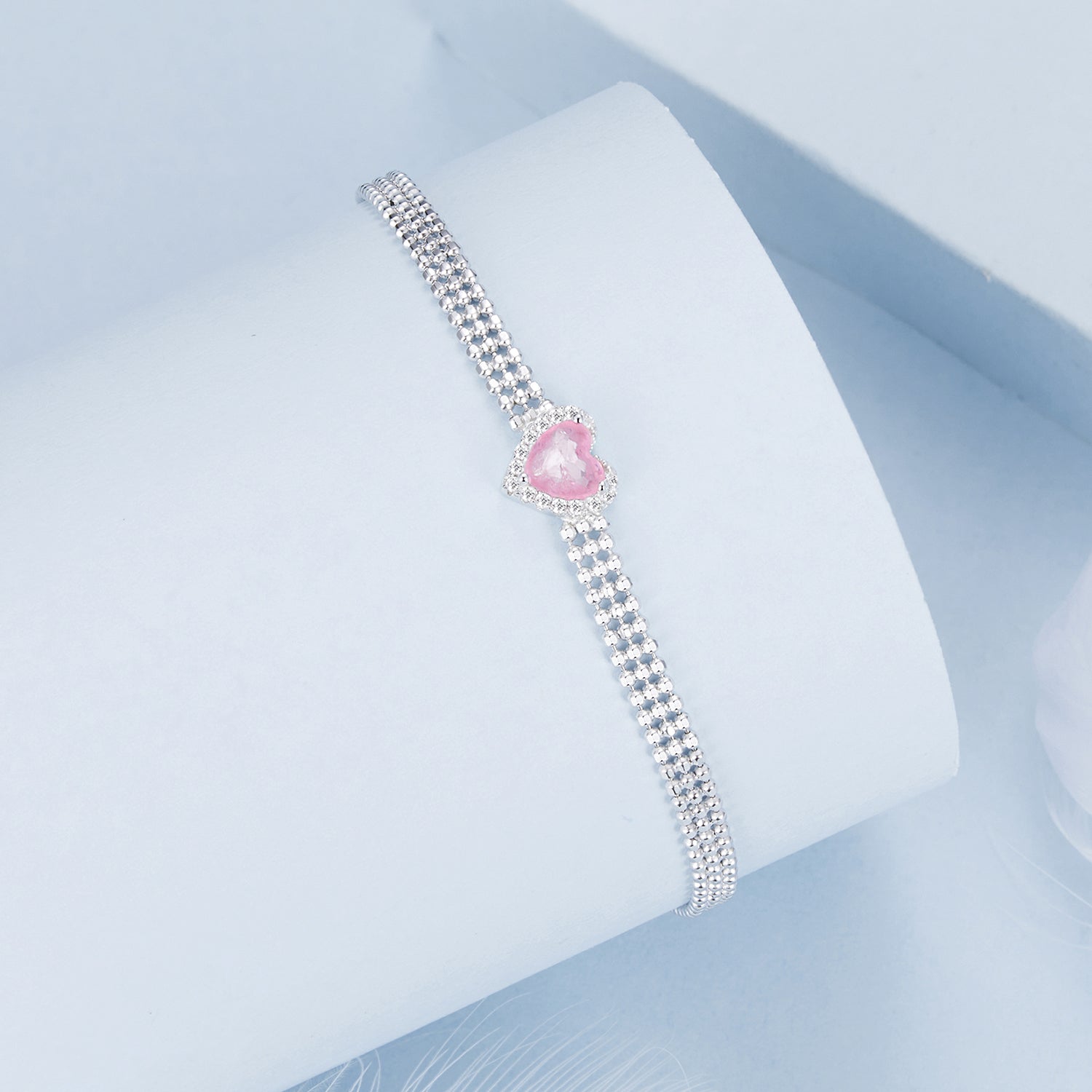 925 Sterling Silver White Gold Plated 8mm CZ Pendant Bracelet for Women  DestGlow