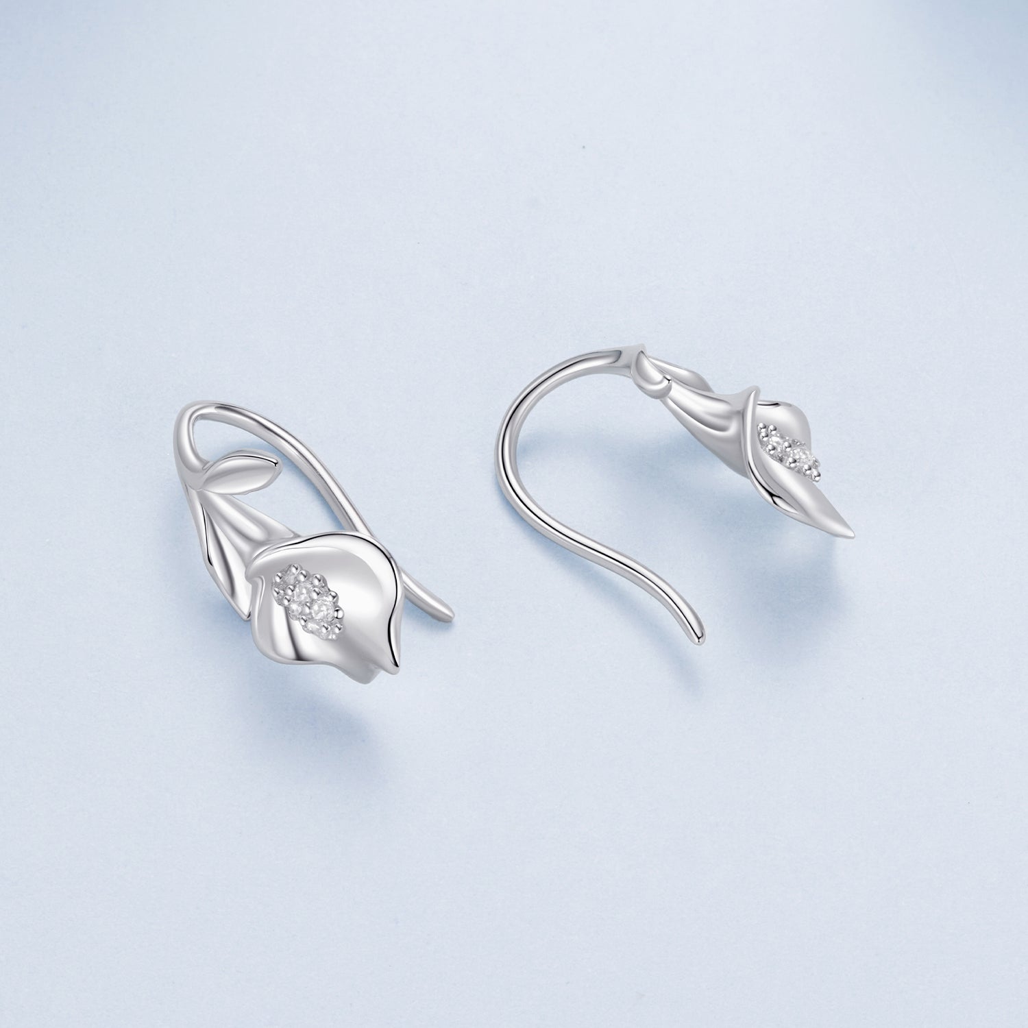 925 Sterling Silver Earrings with White Gold Plating and CZ  DestGlow