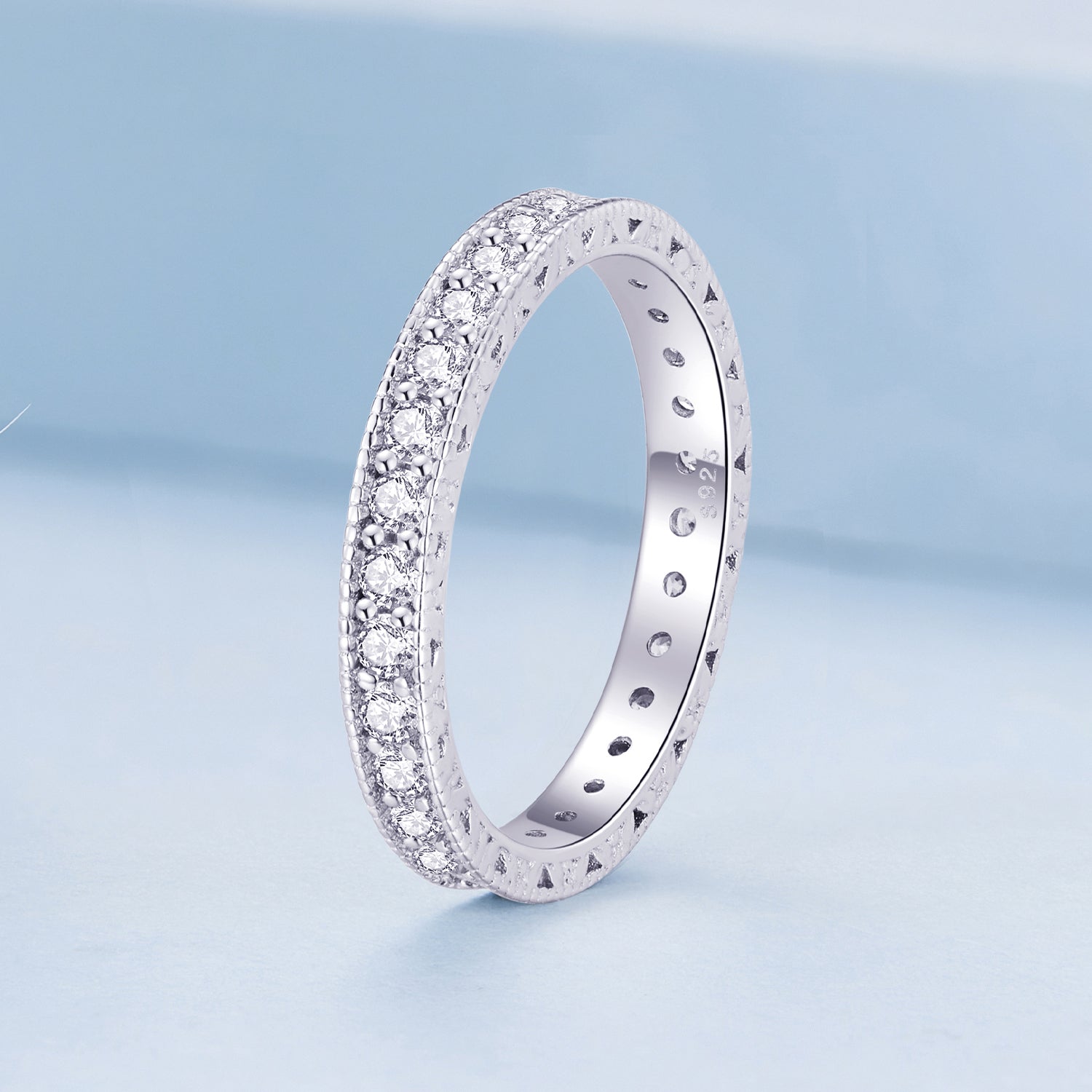 925 Sterling Silver S925 Pavé Setting CZ Ring for Women, Size 6.0, Width 2.6mm  DestGlow