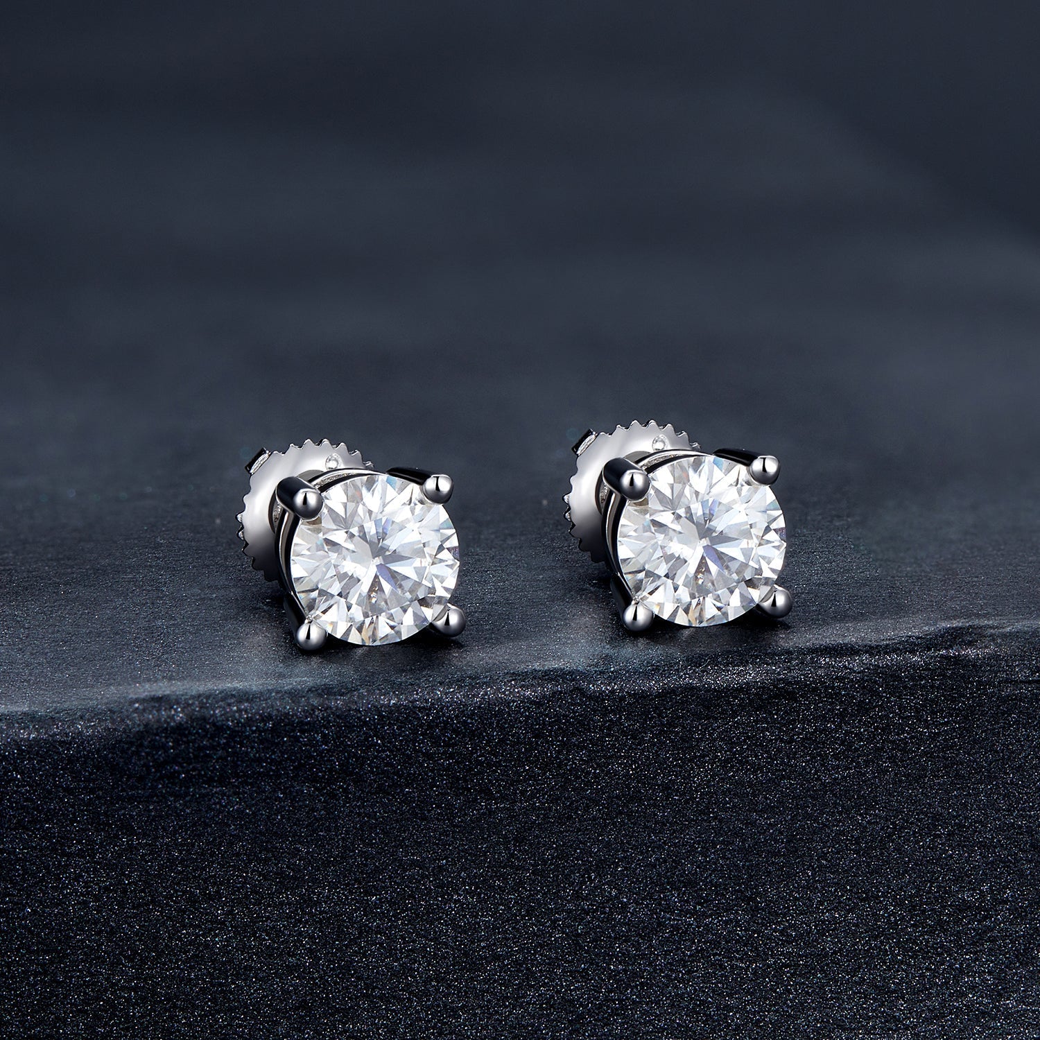 925 Sterling Silver Earrings with Moissanite in Style S, 0.5cm for Women  DestGlow