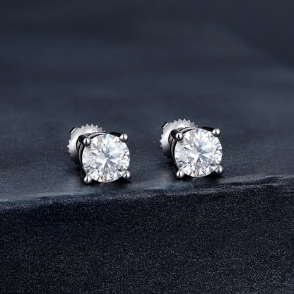 925 Sterling Silver Earrings with Moissanite in Style S, 0.5cm for Women  DestGlow