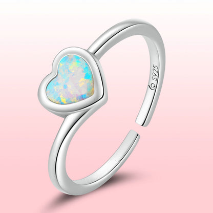 925 Sterling Silver Translucent Opal Oxidized Silver Ring for Women  DestGlow
