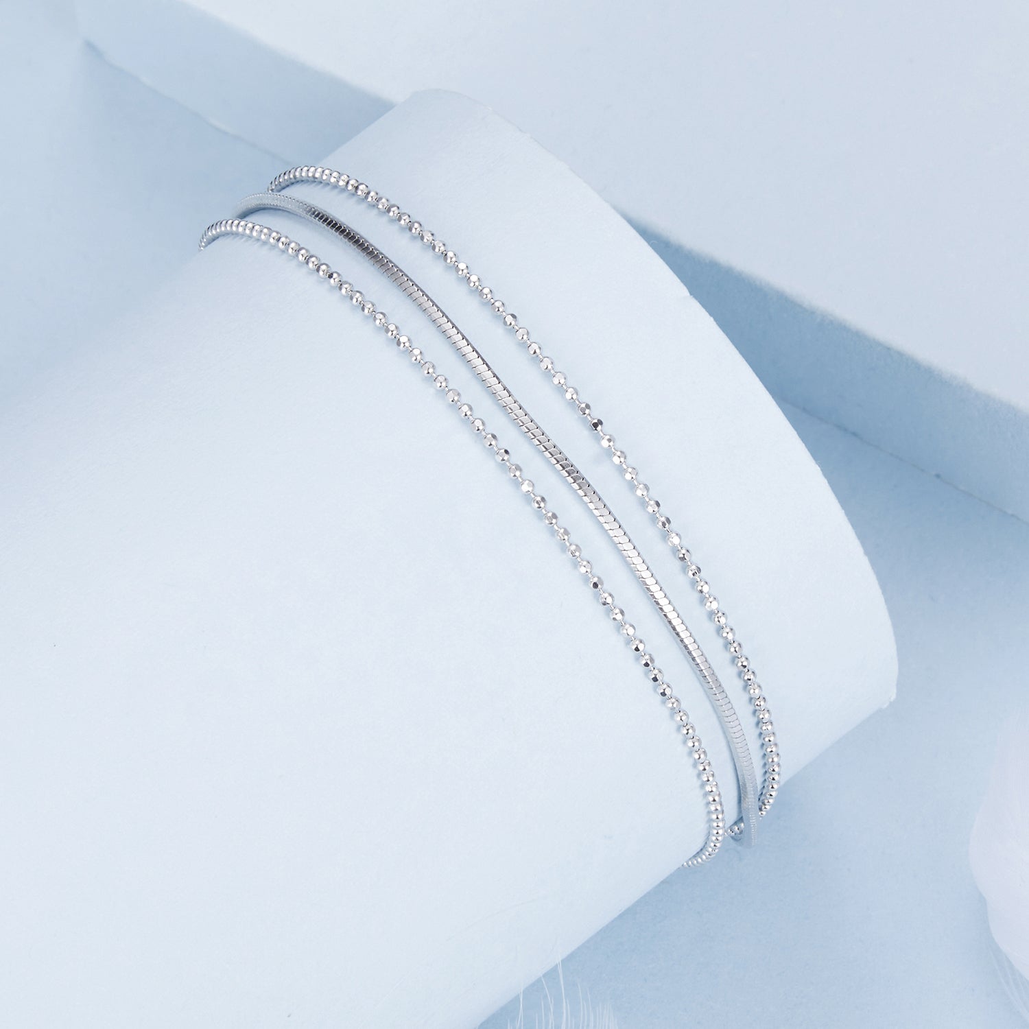 925 Sterling Silver &amp; White Gold Plated Bracelet  DestGlow