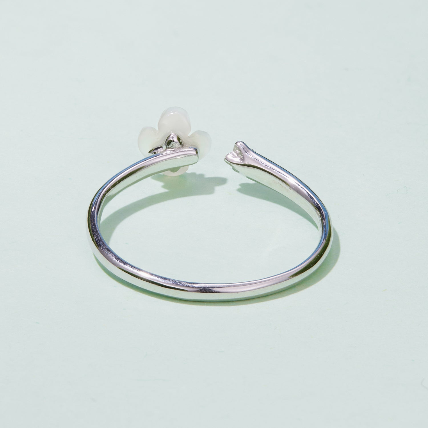 925 Sterling Silver White Gold Plated Ring with Nacre and CZ for Women  DestGlow