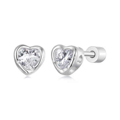 925 Sterling Silver Earrings with Plated White Gold &amp; Pavé Setting CZ, 0.5cm for Women  DestGlow