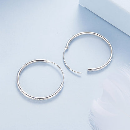 925 Sterling Silver Earrings for Women - White Gold Plated, 2.3x0.2 cm  DestGlow
