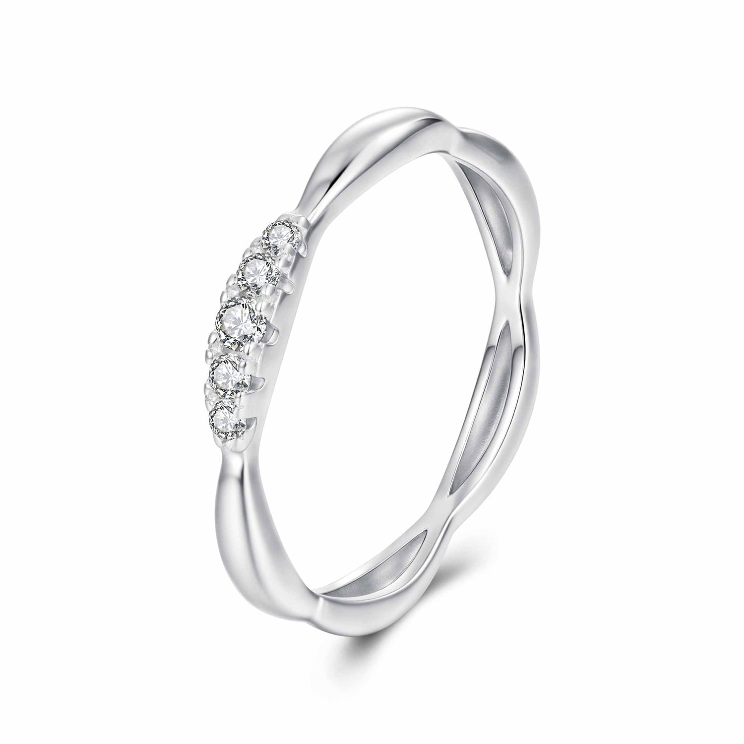 925 Sterling Silver Moissanite Ring with 0.15-0.2cm Gems for Women - Size 6  DestGlow