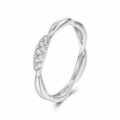 925 Sterling Silver Moissanite Ring with 0.15-0.2cm Gems for Women - Size 6  DestGlow