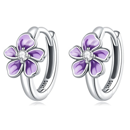 925 Sterling Silver Enamel Earrings with CZ - 1.2x0.7cm, Oxidized Finish for Women  DestGlow
