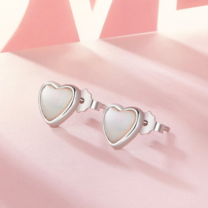 925 Sterling Silver White Shell Plated White Gold Earrings Size 7*8mm  DestGlow
