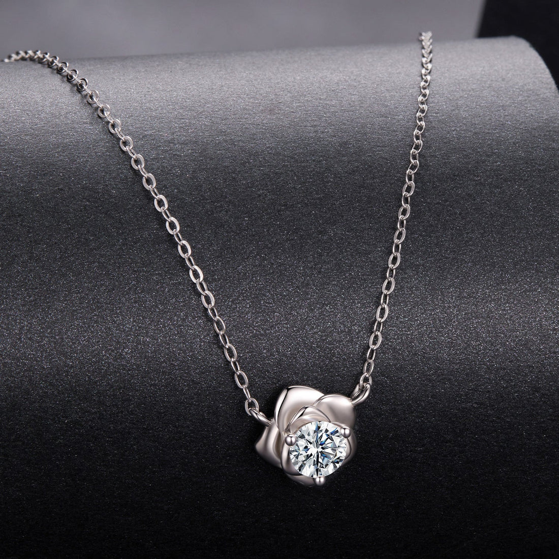 925 Sterling Silver Moissanite 0.5 Carat White Gold Plated Necklace for Women  DestGlow