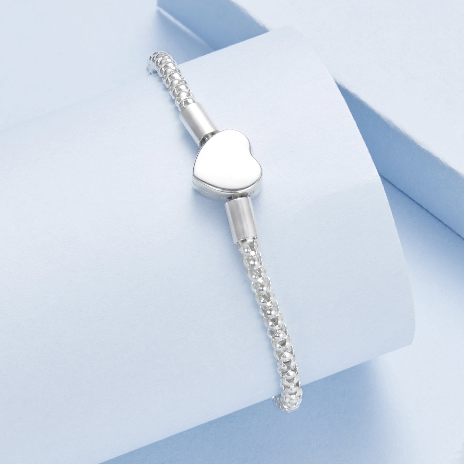 925 Sterling Silver Bracelet 17cm Heart-shaped 1.0cm for Women  DestGlow
