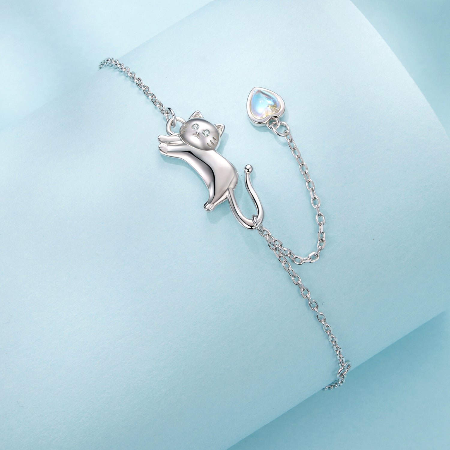 925 Sterling Silver White Gold Plated Moonstone CZ Bracelet for Women  DestGlow