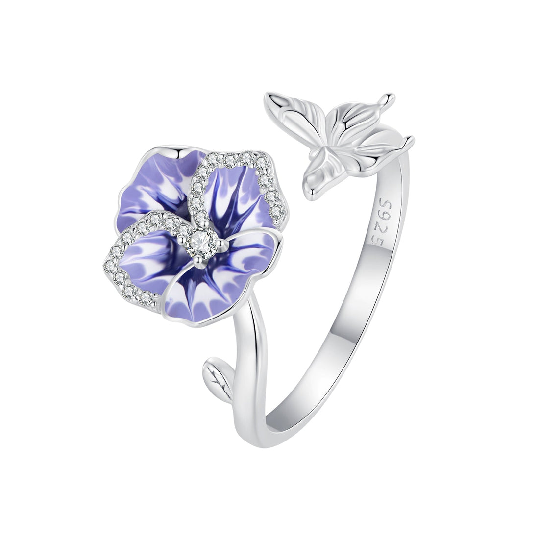 925 Sterling Silver Enamel Process Pavé Setting CZ Ring for Women  DestGlow