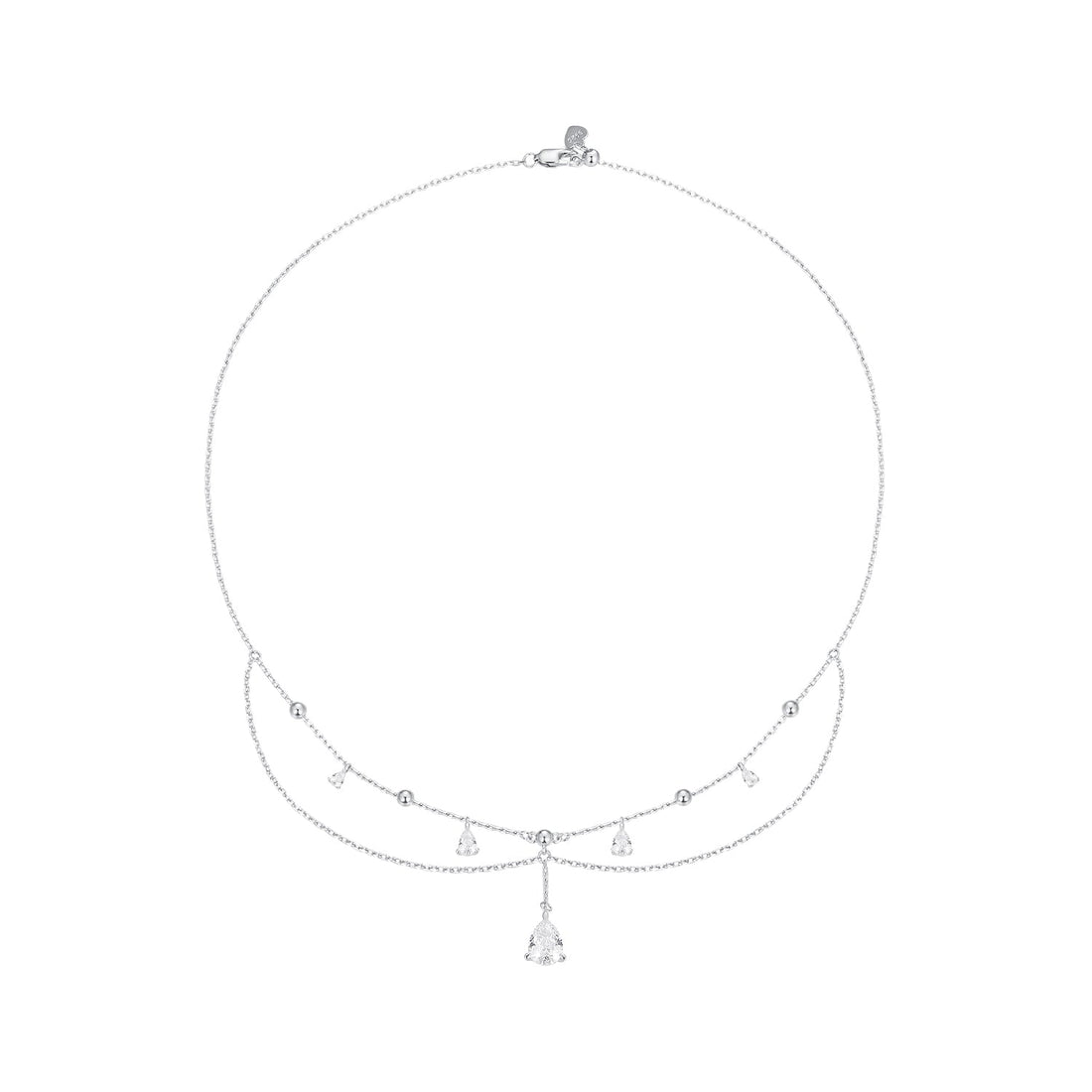 925 Sterling Silver 400mm CZ Pavé Setting Necklace for Women  DestGlow