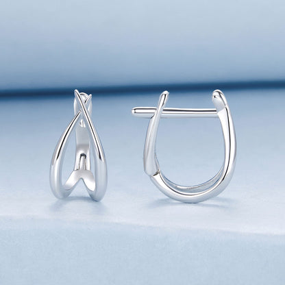 925 Sterling Silver Earrings 1.2x0.6cm with White Gold Plating for Women  DestGlow